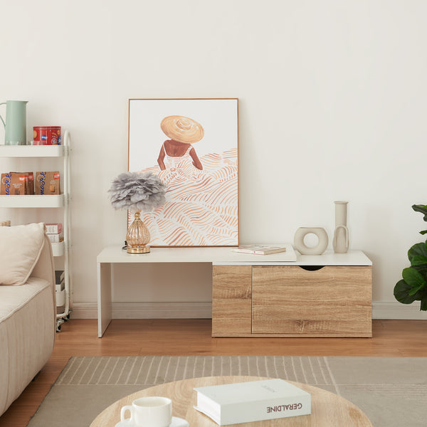 Masuta cu blat extensibil Österåker 100x47,5x40cm PAL efect lemn alb [en.casa]