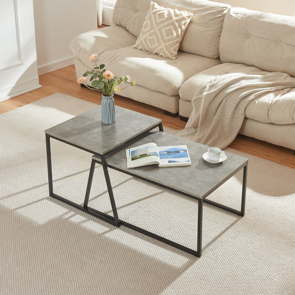 Set 2 masute cafea masuri diferite Hyllestad efect beton/negru [en.casa]