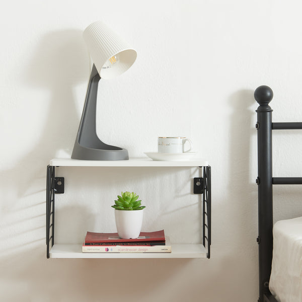 Raft de perete Moss 39x18x23cm metal pal negru alb [en.casa]