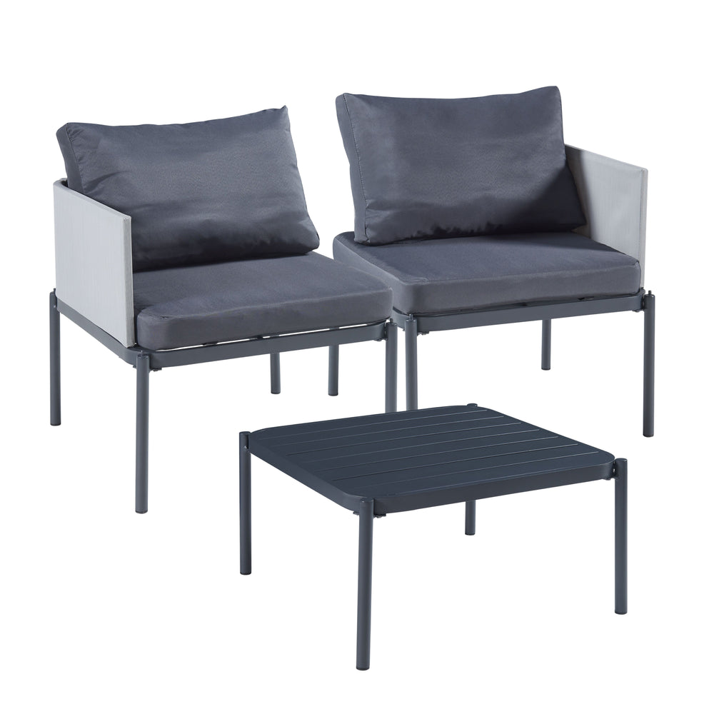 Set masa cu 2 scaune gradina Accettura aluminiu gri [casa.pro]