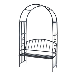Pergola trandafiri cu banca Barile 205x114x55cm otel negru [casa.pro]