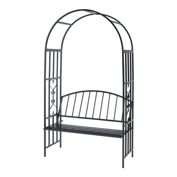 Pergola trandafiri cu banca Barile 205x114x55cm otel negru [casa.pro]