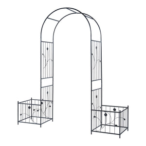 Pergola pentru trandafiri cu jardiniere Barisciano 220x202x50cm otel negru [casa.pro]