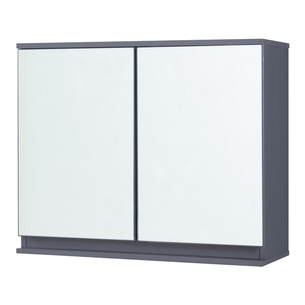 Dulap perete baie Overath 49,5x60 x20 cm MDF gri cu oglinzi [en.casa]