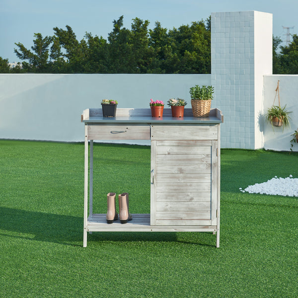 Masa plantare Aliano 98x48x94cm brad otel gri [casa.pro]