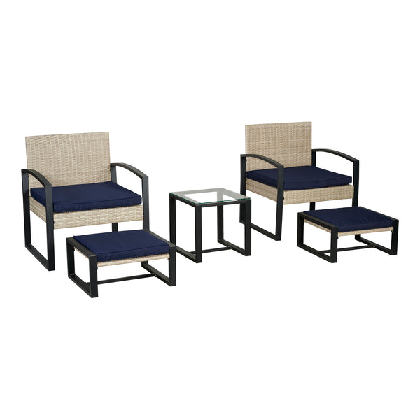 Set mobilier gradina 5 piese Calvello 1 masa 2 scaune si 2 tabureti [casa.pro]