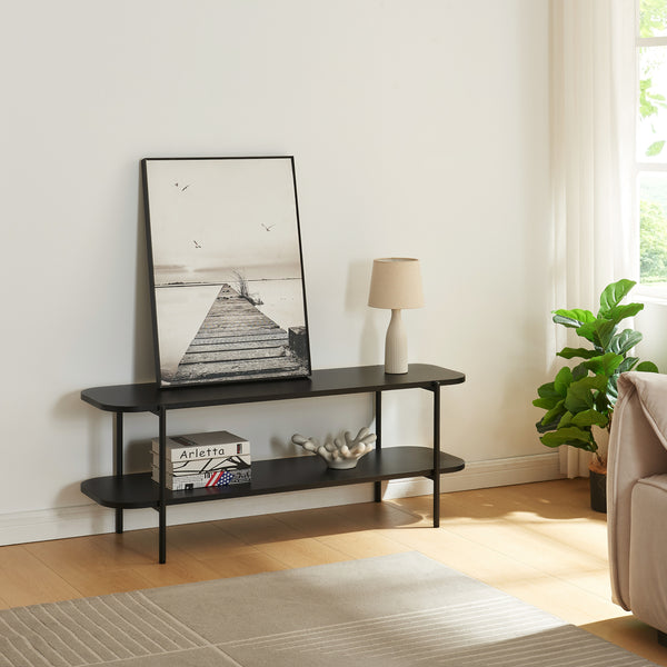 Comoda TV Samnanger 120x40x45cm otel pal negru [en.casa]