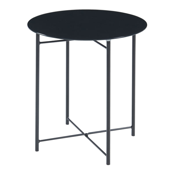 Masuta rotunda cu blat sticla Ödeshög 45x42cm negru [en.casa]