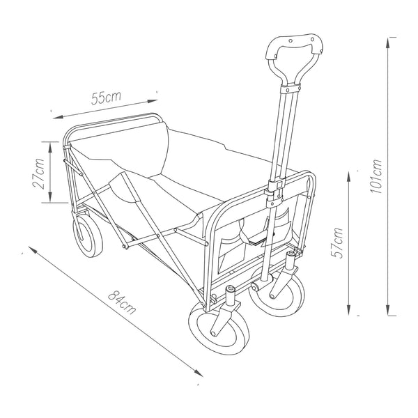 Carucior gradina pliabil Stenlille 84x55cm 80kg otel negru [pro.tec]