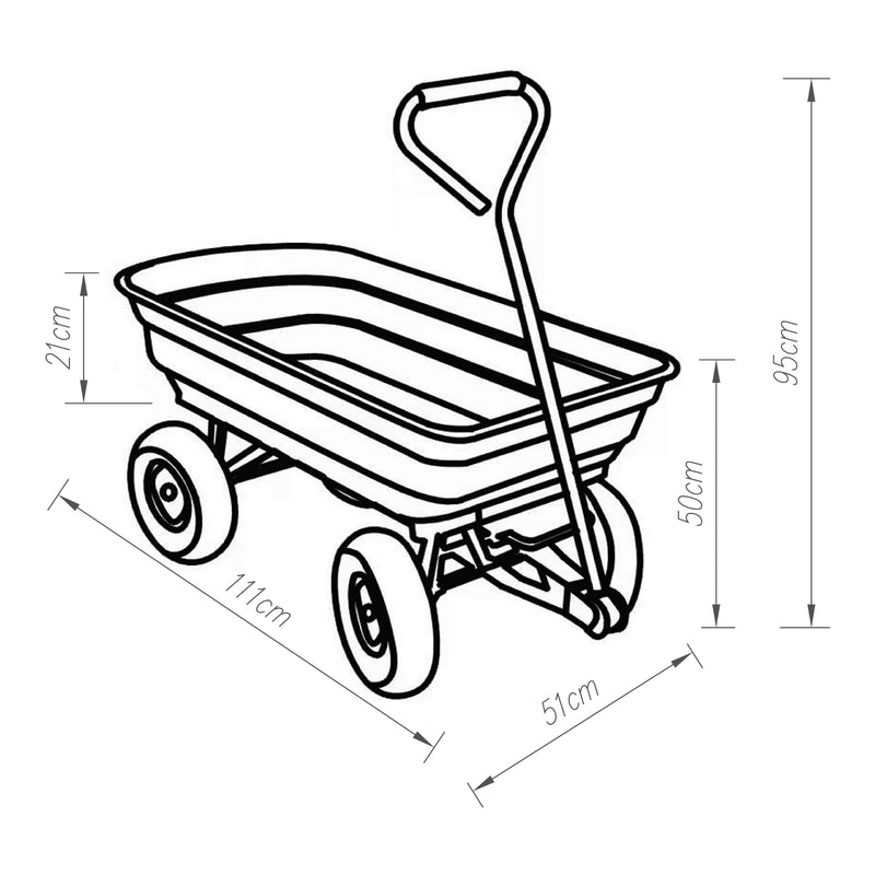 Schiță cotată Carucior gradina inclinabil Corfinio 111x51cm 250kg otel verde [pro.tec]