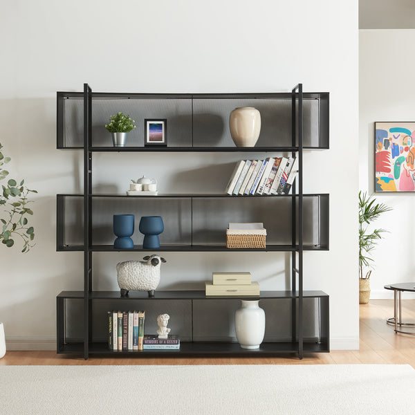 Raft carti Randaberg 180x180x33cm metal pal negru [en.casa]