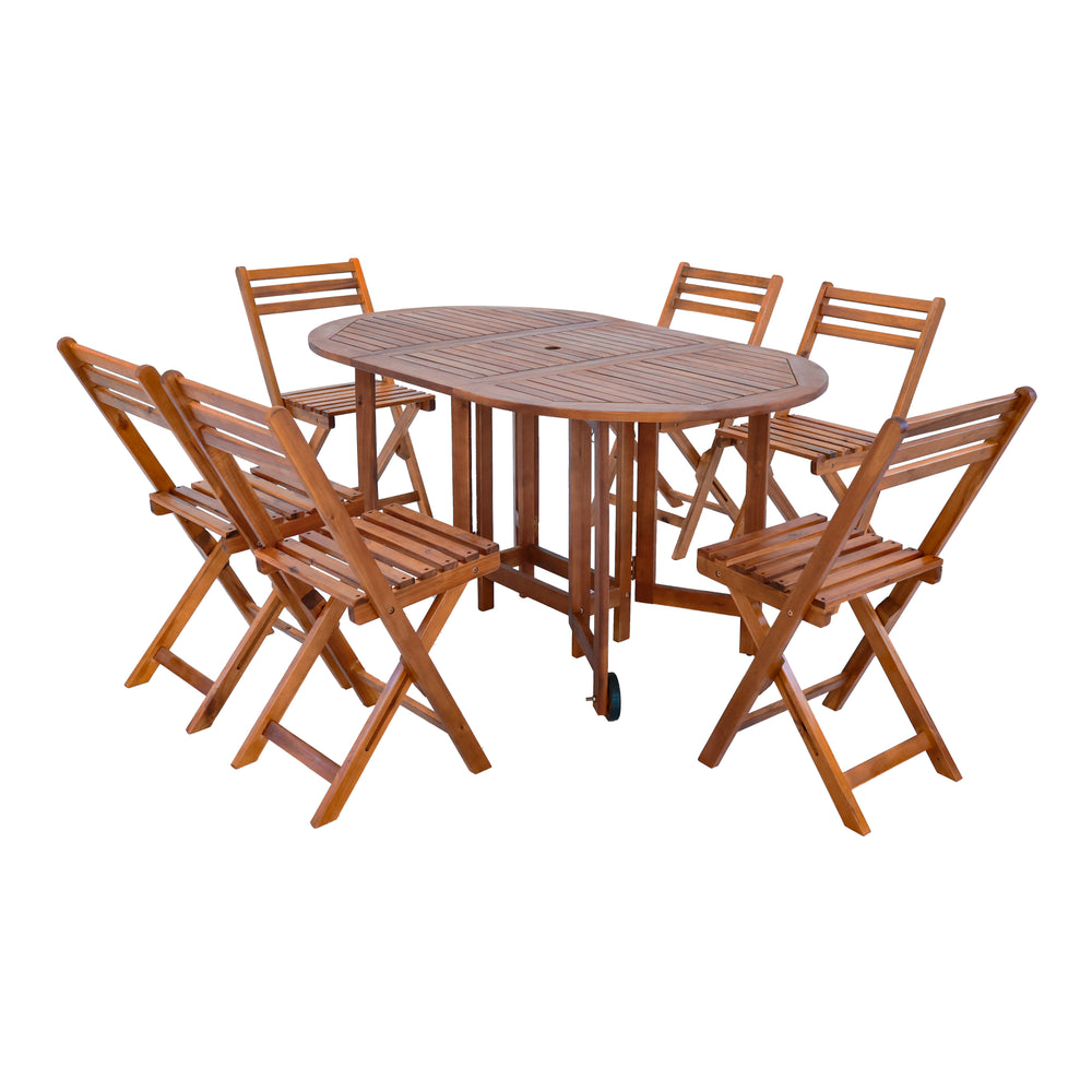Set masa cu 6 scaune gradina Acerenza  lemn natur pliabil [en.casa]