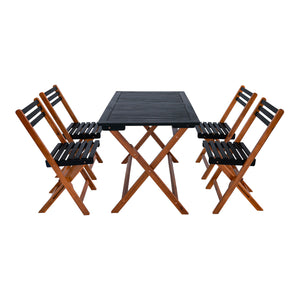 Set masa cu 5 scaune gradina Altamura natur gri pliabil [en.casa]