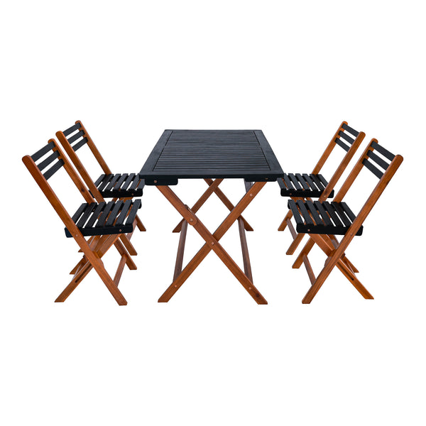 Set masa cu 5 scaune gradina Altamura natur gri pliabil [en.casa]