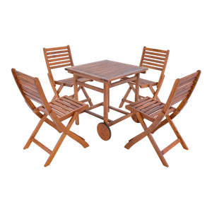 Set masa cu 4 scaune pentru gradina Ancarano lemn natur [en.casa]