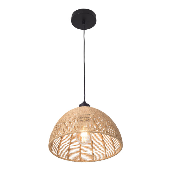 Lampa de plafon Romsey 158cm 1 x E27 60W metal ratan negru bej [lux.pro]