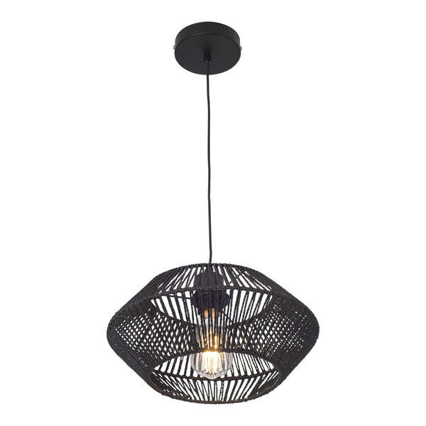 Lampa de plafon Amersham 157cm 1 x E27 60W metal ratan negru [lux.pro]