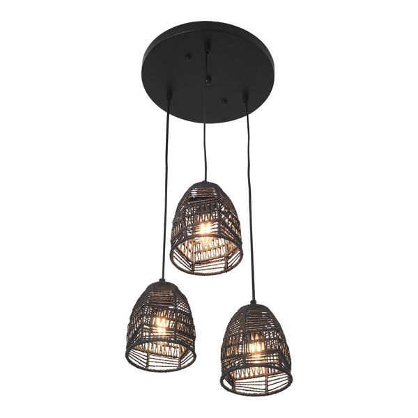Lampa de plafon Andover 131cm 3 x E14 40W metal ratan negru [lux.pro]