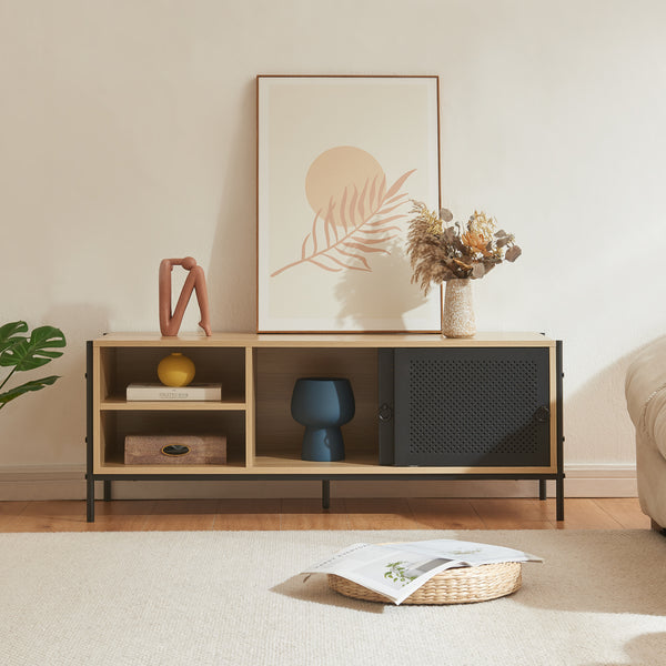 Comoda TV Tysnes 120x40x45cm culoare stejar/negru [en.casa]
