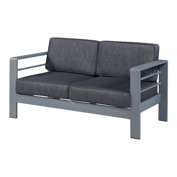 Canapea gradina Avise 144x70x62cm 300kg aluminiu poliester antracit gri inchis [casa.pro]