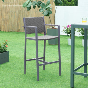 Set 2 scaune bar gradina Avise 113x56x55,5cm aluminiu poliratan gri inchis [casa.pro]