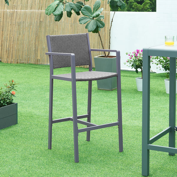 Set 2 scaune bar gradina Avise 113x56x55,5cm aluminiu poliratan gri inchis [casa.pro]