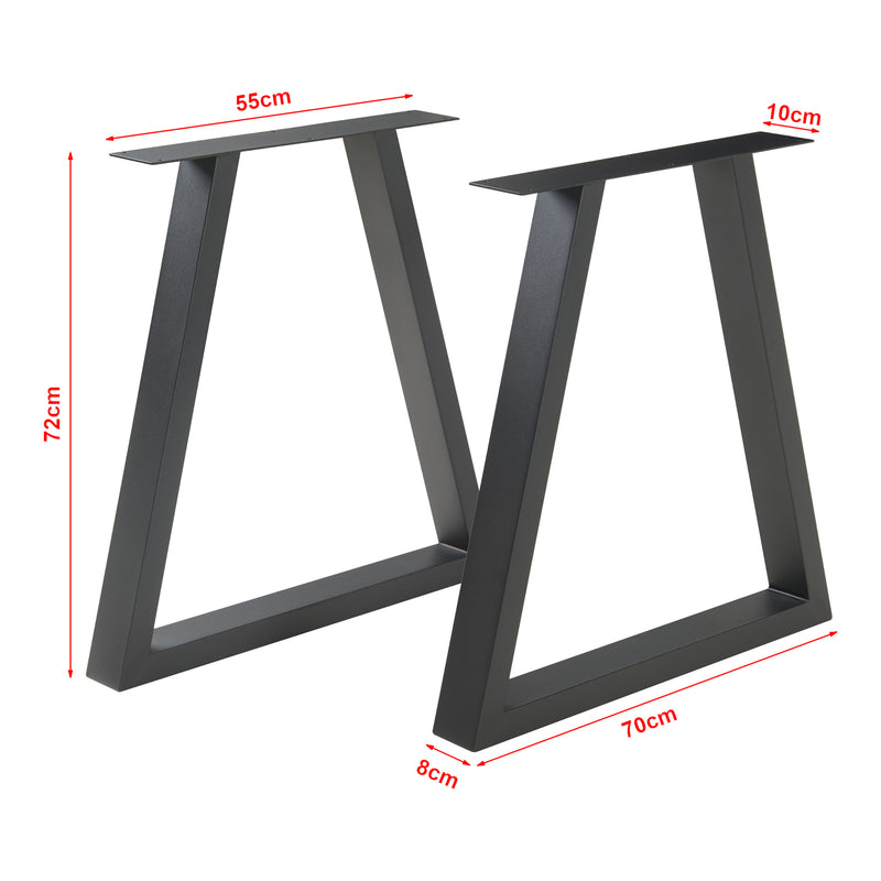 Schiță cotată Set 2 picioare masa 72x70cm otel negru [en.casa]