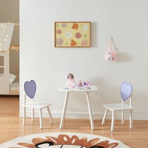 Set masa copii cu 2 scaune design inimioara Siljan alb lila [en.casa]