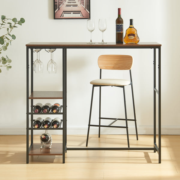 Masa bar Stjørdal 120x40x105cm otel PAL negru/nuc [en.casa]