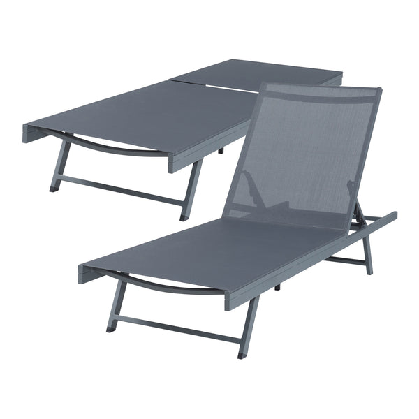 Set 2 sezlonguri si 1 masa Baragiano aluminiu textil sticla gri inchis [casa.pro]