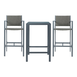 Set mobilier bar 3 piese Avise aluminiu sticla gri inchis [casa.pro]