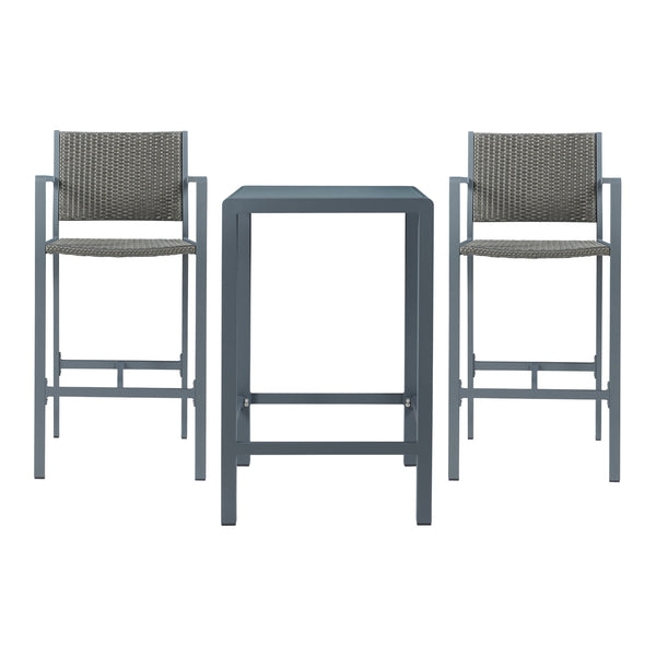 Set mobilier bar 3 piese Avise aluminiu sticla gri inchis [casa.pro]