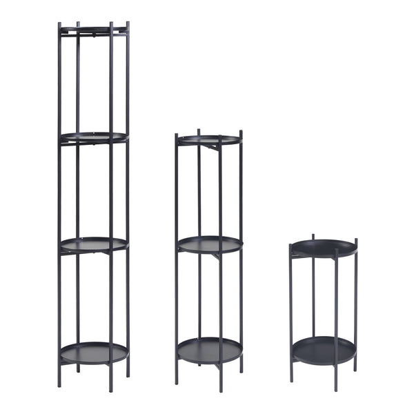 Set 3 buc suport plante masuri diferite Tuusula  metal negru [en.casa]