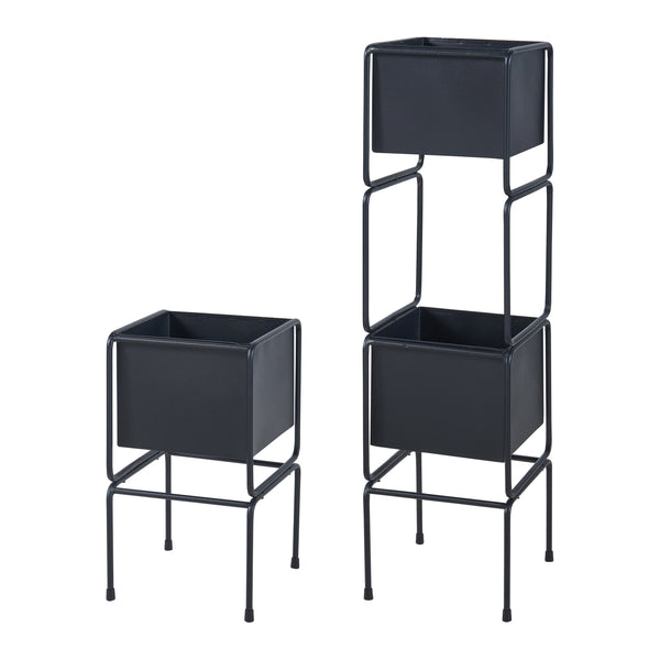 Set 2 buc suport plante masuri diferite Sveio metal negru [en.casa]