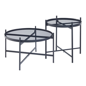 Set 2 masute masuri diferite Lier metal sticla negru [en.casa]