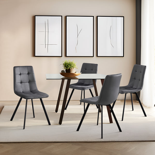 Set 4 scaune bucatarie Lexnitz gri inchis [en.casa]