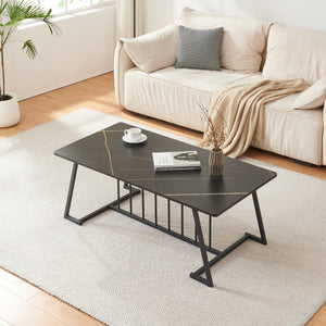 Masuta cafea Nospoo 120x60x46 cm negru marmorat [en.casa]