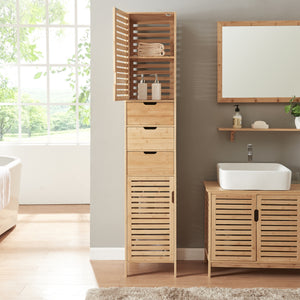 Dulap inalt Boksereys 180x35x35 cm bambus [en.casa]
