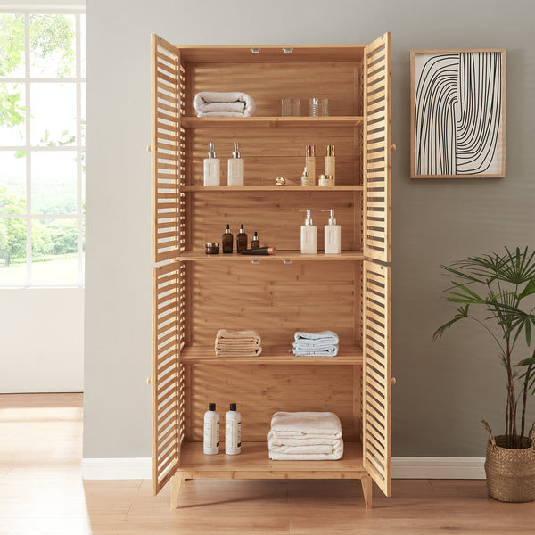 Dulap baie Raurgela 180x80x40 cm bambus [en.casa]