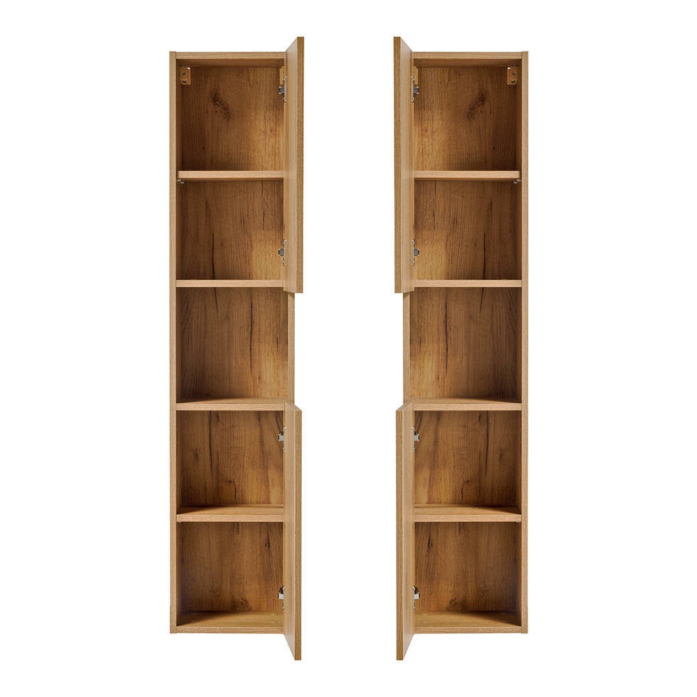 Dulap baie model Coast Evoke Oak Newport 30x140x25cm efect stejar cu 2 usi [en.casa]