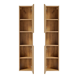 Dulap baie model Coast Evoke Oak Newport 30x140x25cm efect stejar cu 2 usi [en.casa]