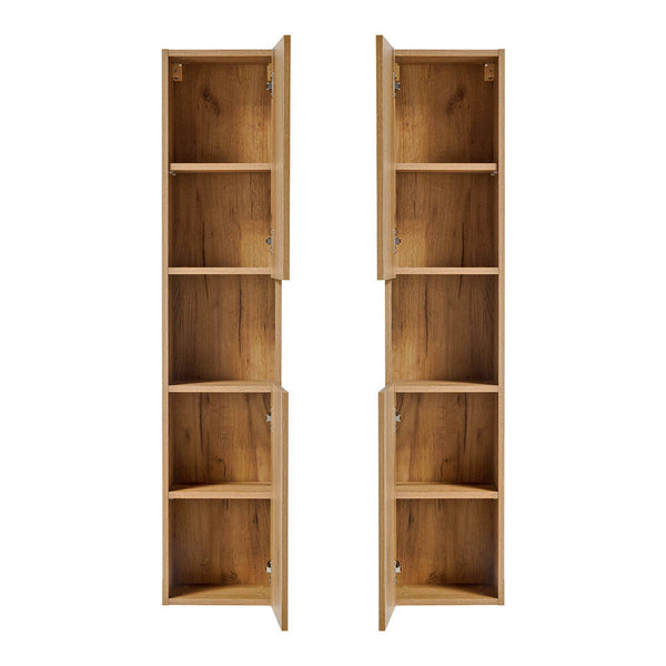 Dulap baie model Coast Evoke Oak Newport 30x140x25cm efect stejar cu 2 usi [en.casa]
