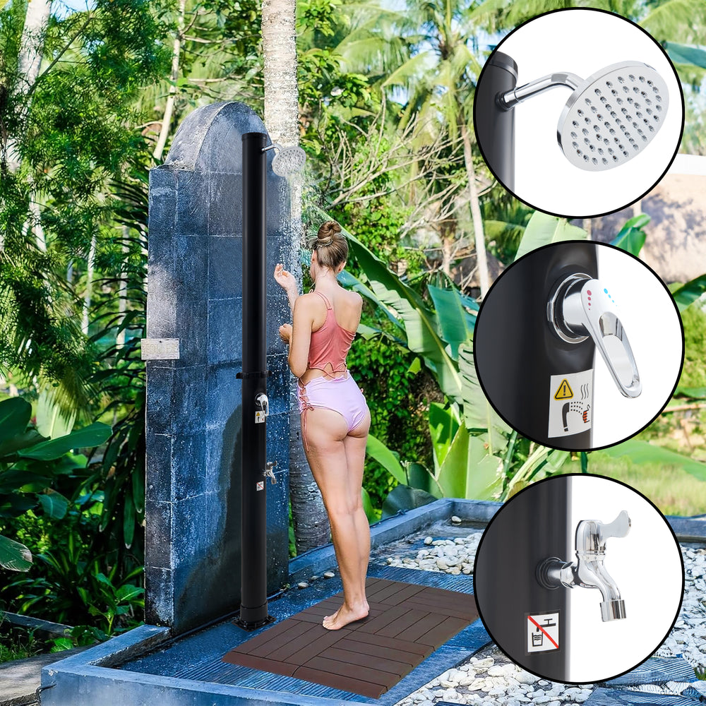 Dus solar gradina Frerievn 215 cm 18 L plastic negru [casa.pro]