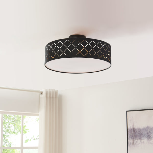 Lampa plafon Bay 20 cm 3xE27 max 60W poliester negru/alb [lux.pro]