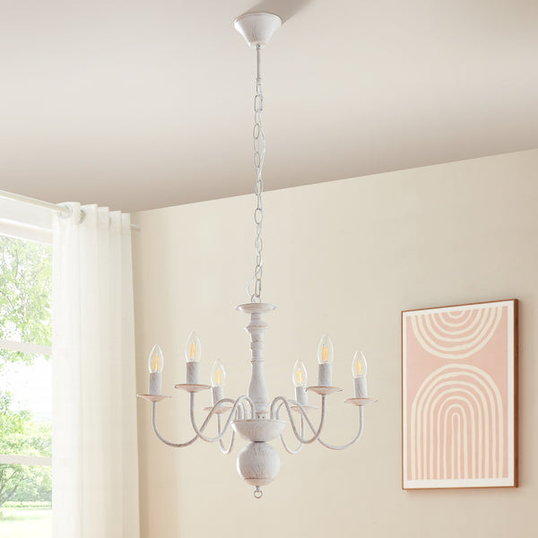 Lustra Berkeley 160x56x56 cm 6xE14 max 40W alb vintage [lux.pro]