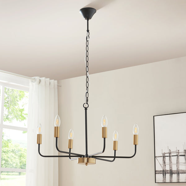 Lustra Bishop 153x62x62 cm 6 x E14 max 40W negru/culoarea alamei [lux.pro]