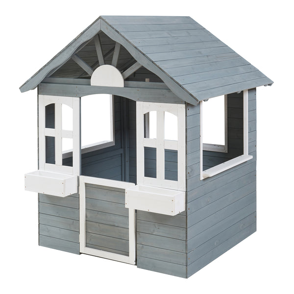 Casuta gradina Vesa 138x120x102 cm lemn gri/alb [casa.pro]
