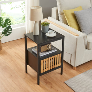 Noptiera Luniehti 58x40x33 cm negru natur [en.casa]