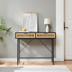 Masa consola Luniehti 100x40x75 cm negru/natur [en.casa]