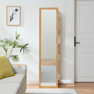 Raft cu oglinda As 170x40x35 cm bambus [en.casa]